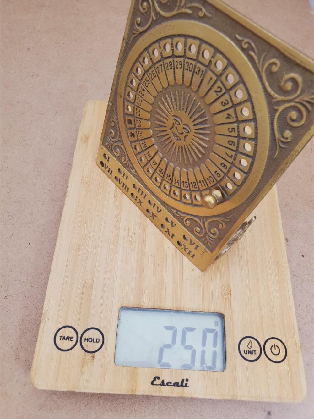 Vintage Brass Perpetual Sundial Calendar. MISSING 1 PEG Unique Housewarming, - Picture 12 of 12